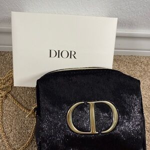 Dior GWP Shimmering Black Crossbody with Gold Chain HOLIDAY EDITION